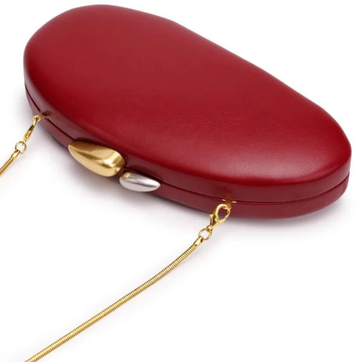 Designer Shell Shape Clutch Bag with Metallic Closure Chain Dinner Purse Women Evening Party Leather Shoulder Crossbody Handbags