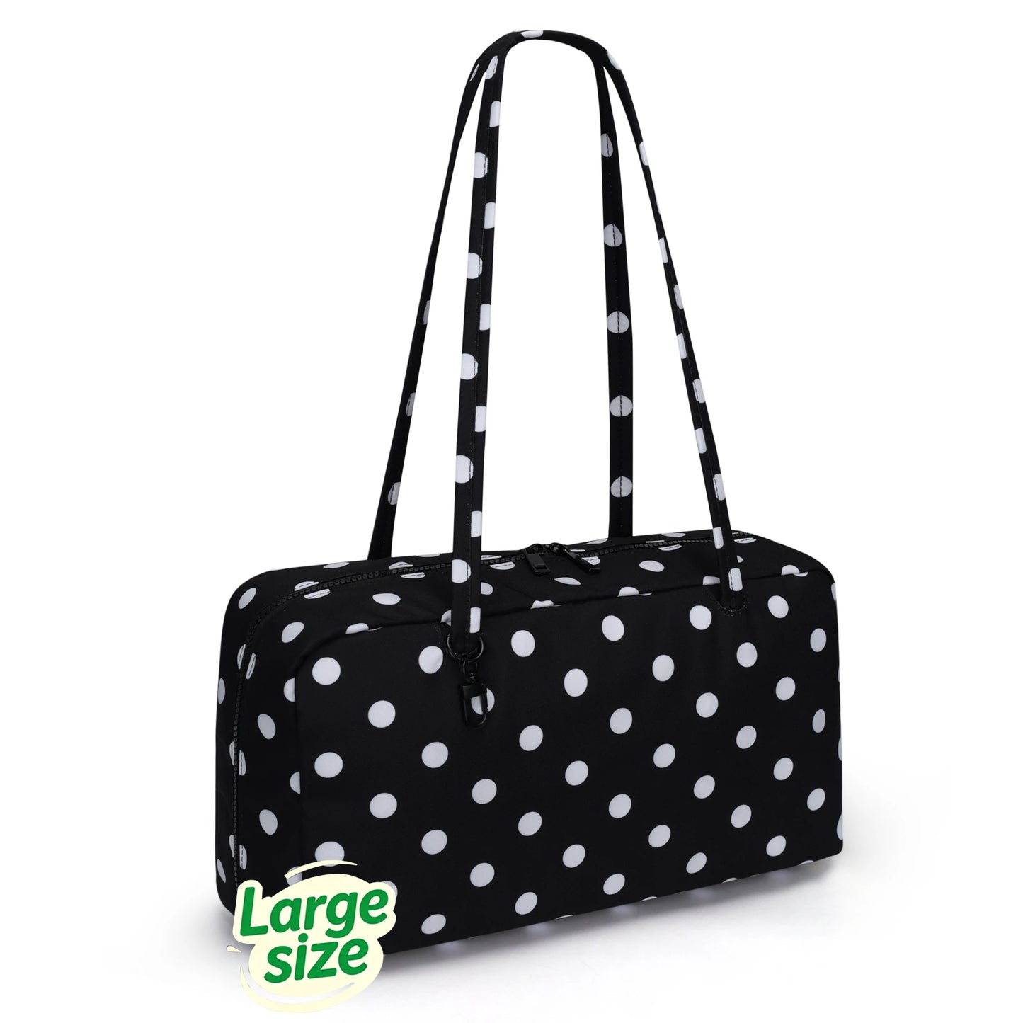 Nylon Tote Bag Bowler Bag Women Shoulder Purse with Keychain Clip, Lightweight Zipper Handbag Daily Work Travel Gym Gift for Mum