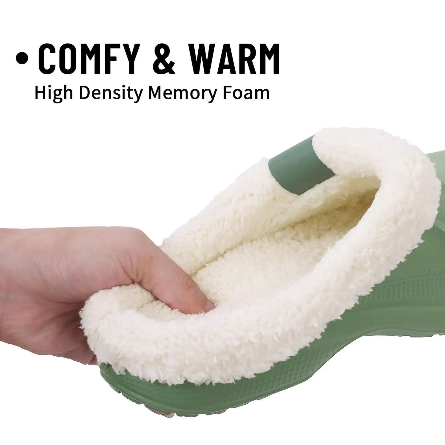 Crestar Women Fur Lined Clogs Waterproof Slippers Garden Shoes Winter Warm Plush Home House Fuzzy Slippers Indoor Outdoor Mules