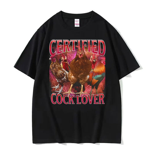 Funny Meme 90s Certified Cock Lover Merch T Shirts Men's Clothing Retro Humor T-shirt Unisex Oversized Loose 100% Cotton T Shirt