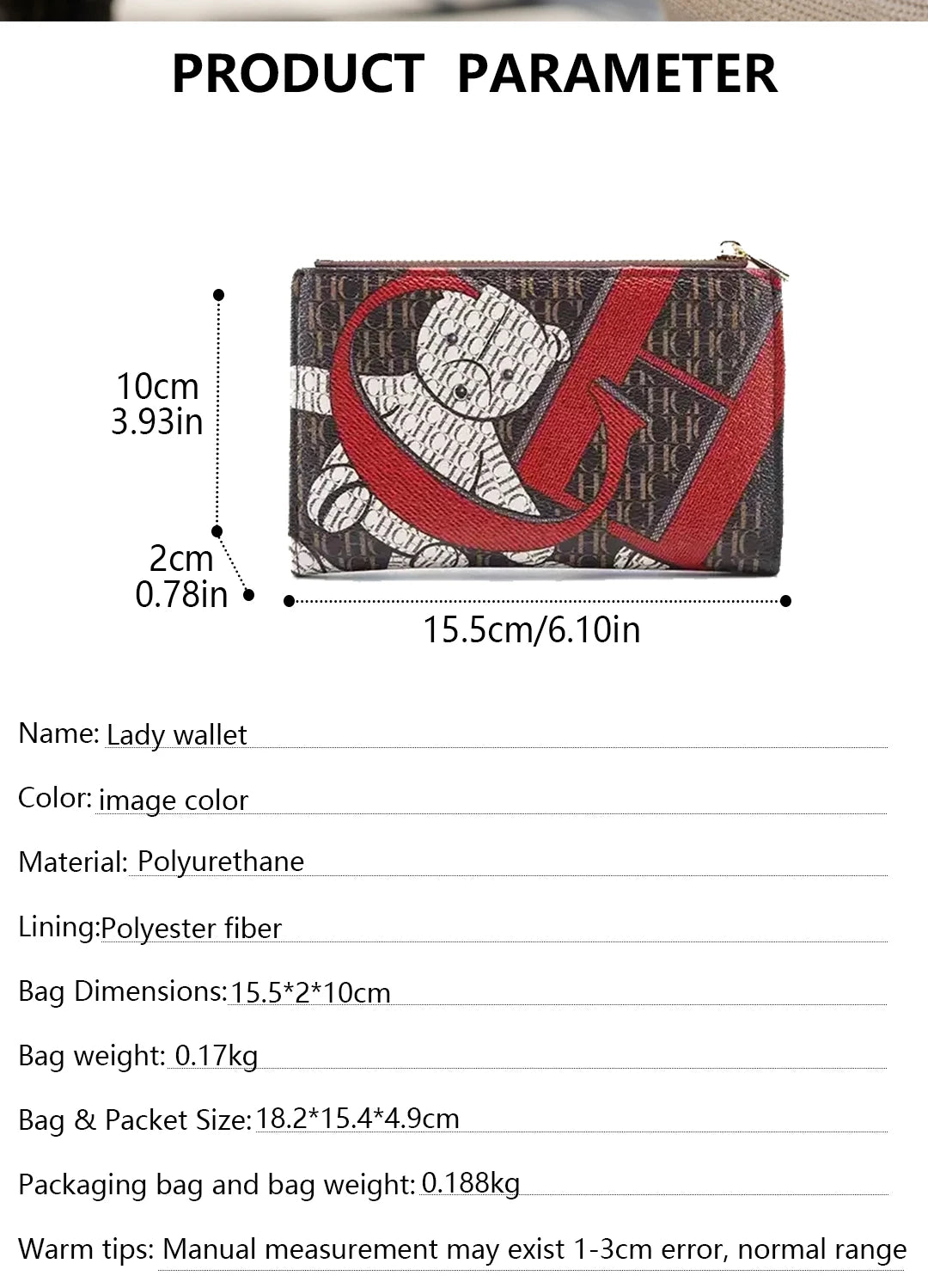 CH Exquisite Compact Portable High-quality Wallet With A High-end Feel Light Luxury Women's Cartoon Pattern Printed Wallet