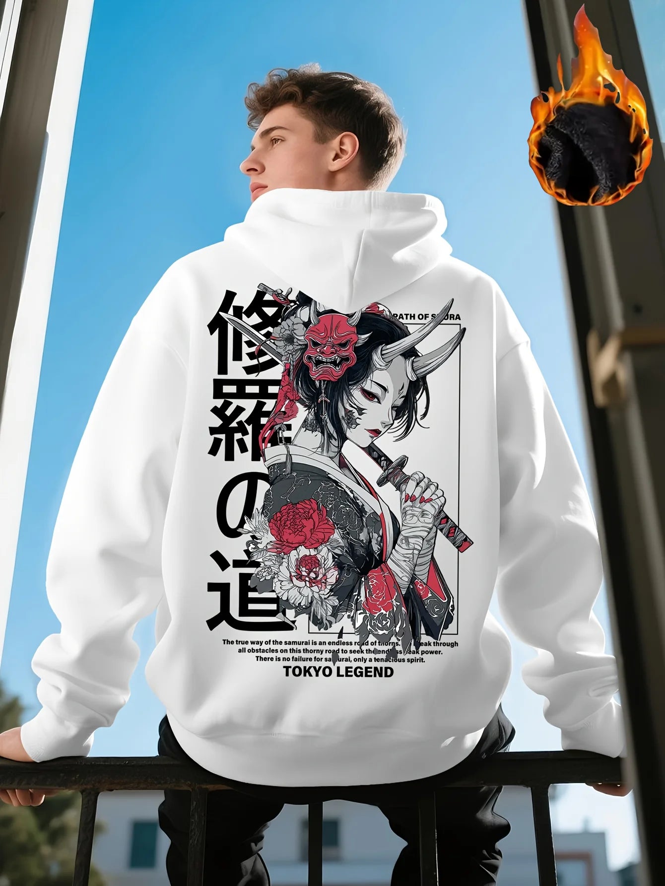 Japan Anime Beauty Samurai Street Sakura Men Women Pullover Hoodie Harajuku Y2K Casual Retro Autumn Winter Longsleeve Sweatshirt
