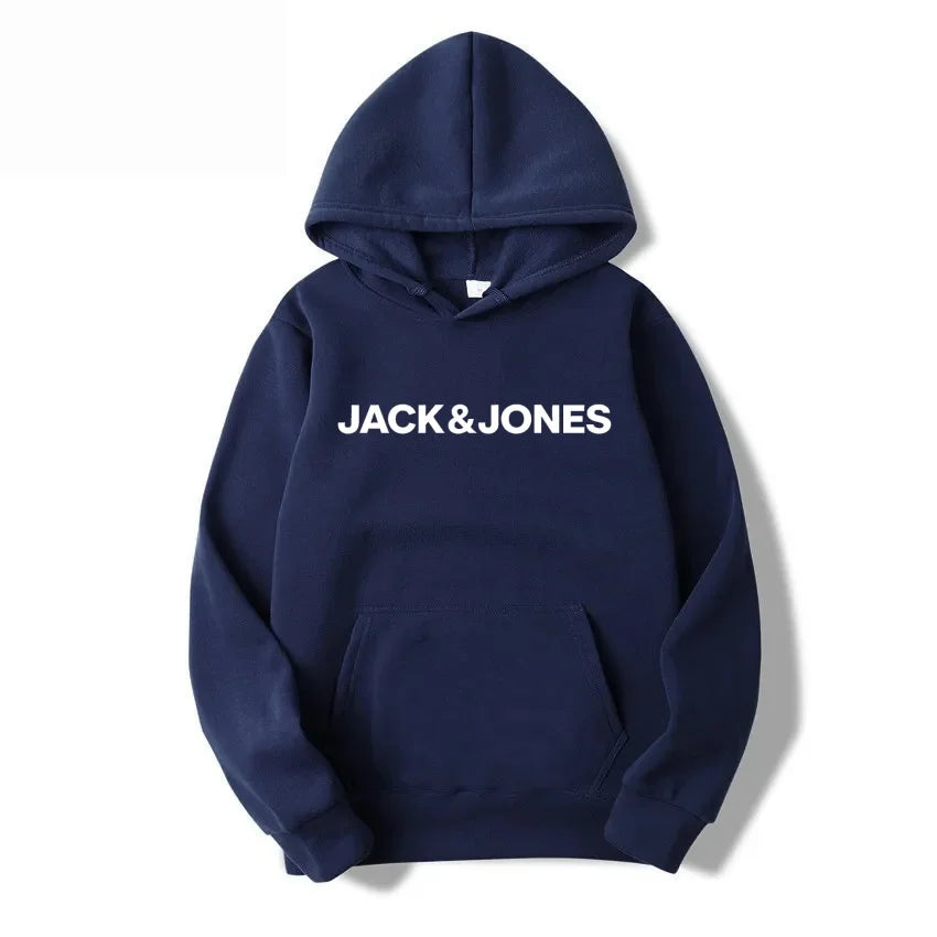 Jack & Jones Men's and Women's Hooded Sweatshirts, Fashionable Loose and Casual, Comfortable Printed Sportswear, Streetwear