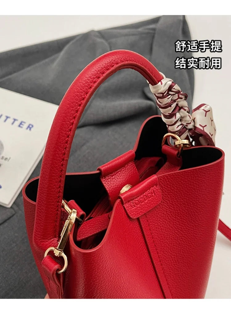 Hot Selling Simplicity High-end Women's Crossbody Bag PU Material Versatile Bucket Bag Fashion Handbag Commuting