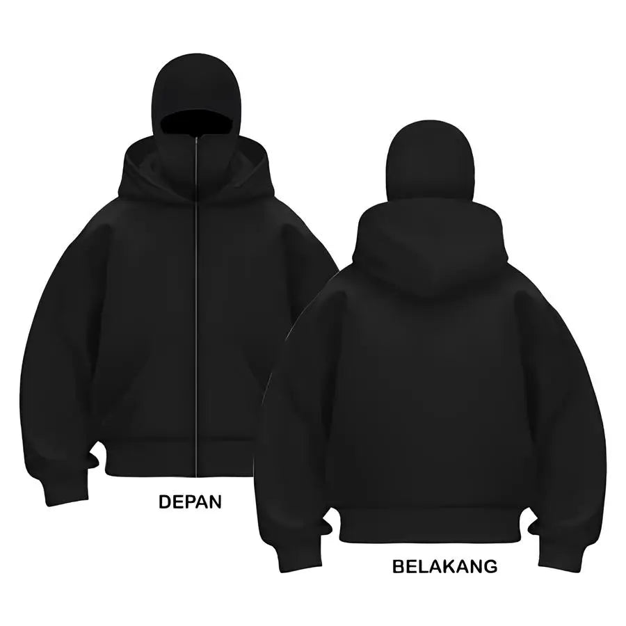 Autumn Winter Unisex zip up hoodies Ninja jacket Cupid pattern Men's Women's Balaclava Hooded Mask Design warm sweatshirt