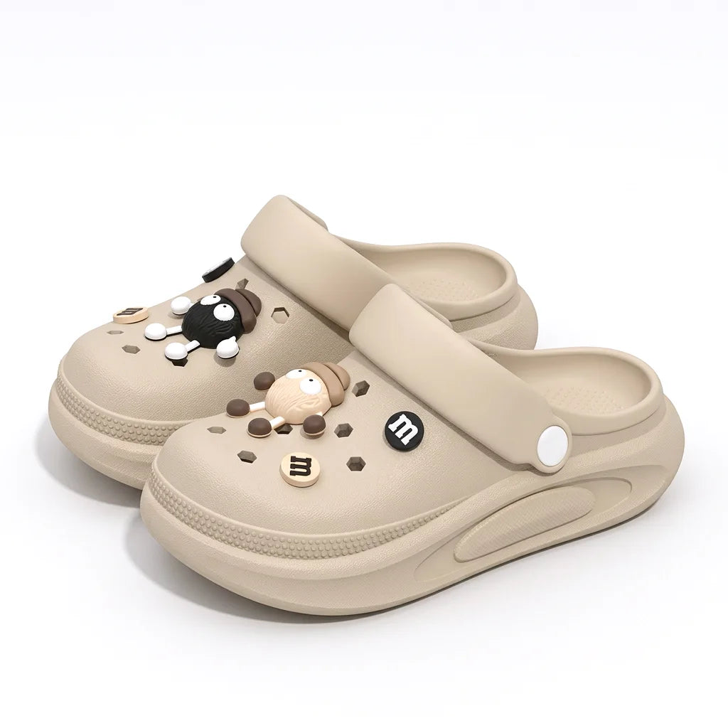 Summer Clogs Women Cute 3D Charms Garden Sandals Lightweight Soft EVA Beach Slippers Outdoor Non Slip Fashion Thick  Sole Shoes