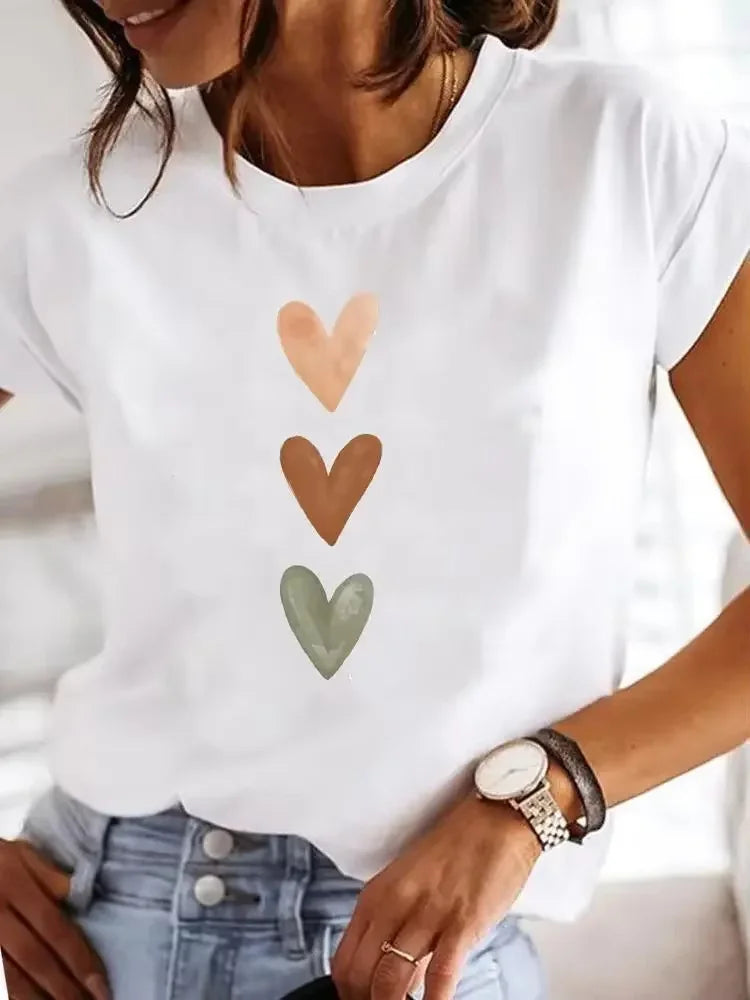 Graphic Tshirt Fun Korean Style Black Short Women's Fashion Trend Tops Breathable Harajuku Short Sleeve Casual Aesthetic Clothes