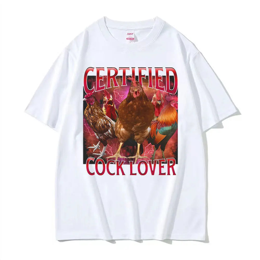 Funny Meme 90s Certified Cock Lover Merch T Shirts Men's Clothing Retro Humor T-shirt Unisex Oversized Loose 100% Cotton T Shirt
