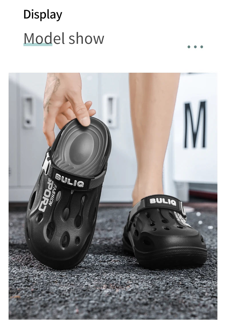 A Pair of Men's New Clogs, Summer New Wear-Resistant, Non-Slip Sports Beach Shoes, Soft-Soled Comfortable Men's Shoes for Driving