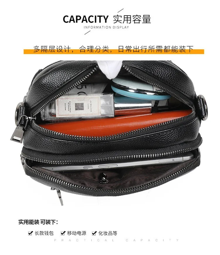 Women's Crossbody Bag, Water-Resistant Solid Color Square Shoulder Bag, Three Layer Zipper Closure Phone Purse Pouch for Women