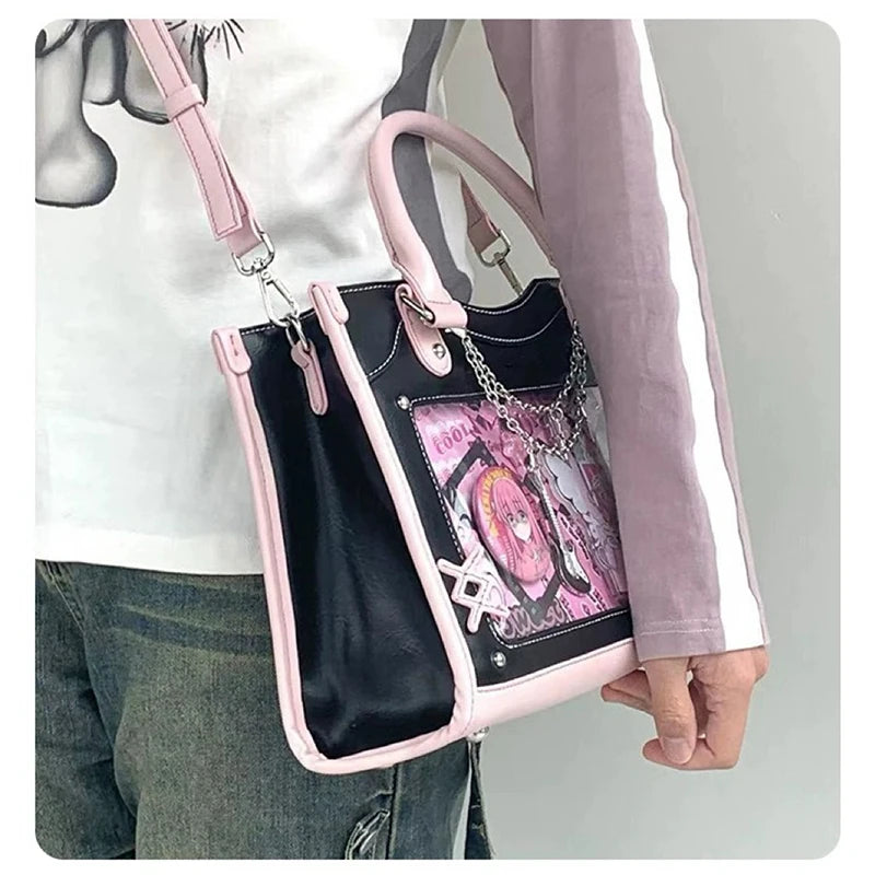 Y2K Cute Ita Bag Girl Transparent Messenger Bag Women's Fashion Shoulder Crossbody Bag Ladys DIY Display Tote Bag Lolita Handbag