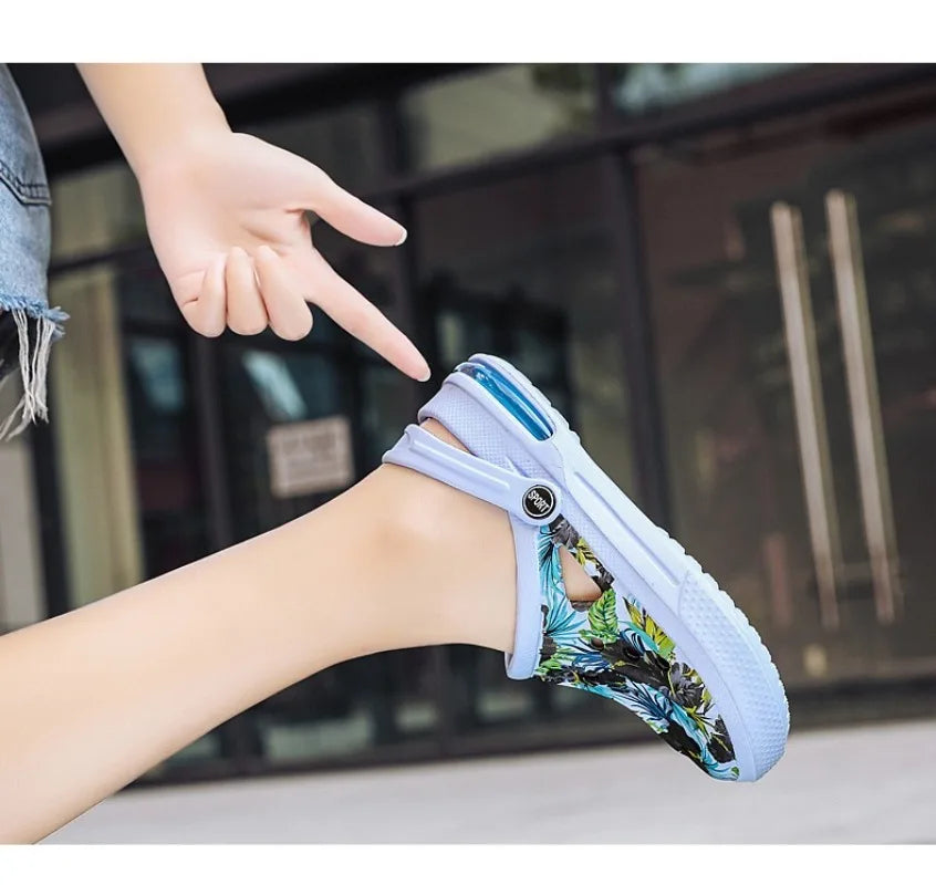 2006 Women's Ethnic Shoes Clogs Soft Sole Two-way Wear for Beach Mules and Pool Women Garden Slides Indoor Nursing Clogs Sandals