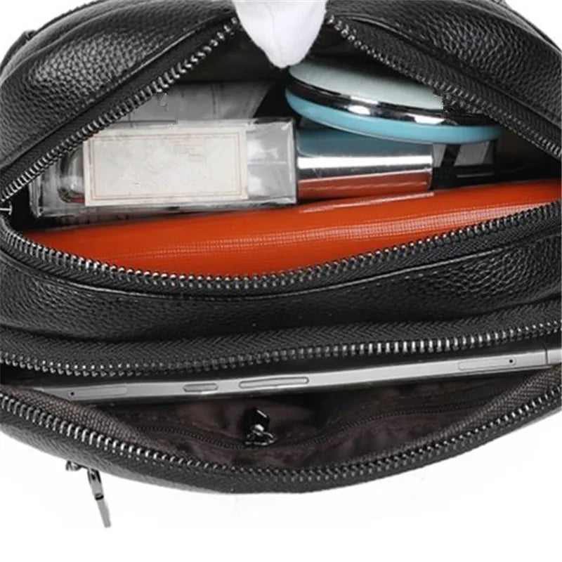 Women's Crossbody Bag, Water-Resistant Solid Color Square Shoulder Bag, Three Layer Zipper Closure Phone Purse Pouch for Women