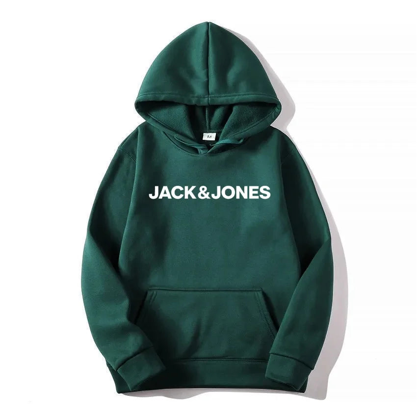 Jack & Jones Men's and Women's Hooded Sweatshirts, Fashionable Loose and Casual, Comfortable Printed Sportswear, Streetwear