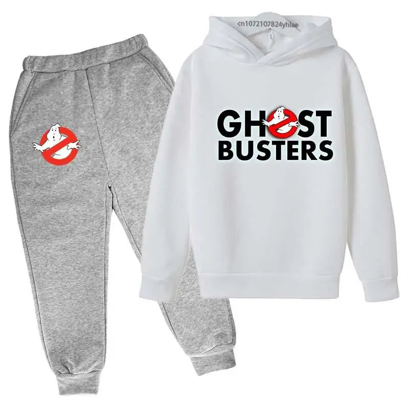 Ghost Busters Kids Funny Cartoon Print Spring Autumn Pullover Hoodie+Jogging Pants 2pcs Tracksuits 2-13 Years Boys Girls Clothes