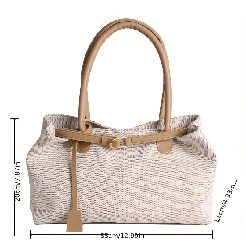 Retro Large Capacity Shoulder Tote Bag for Women Durable Material Travel Commuter Handbag Suitable for Fitness Swimming Shopping