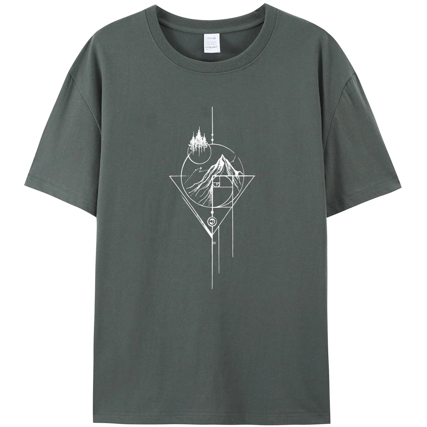 Men's White Fibonacci Short-Sleeved Printed Casual T-Shirt 180GMS 100% Cotton Funny Graphic Outdoor Nature T Shirts For Summer