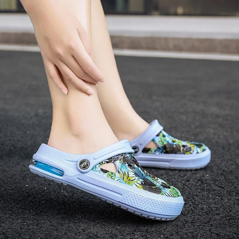 2006 Women's Ethnic Shoes Clogs Soft Sole Two-way Wear for Beach Mules and Pool Women Garden Slides Indoor Nursing Clogs Sandals