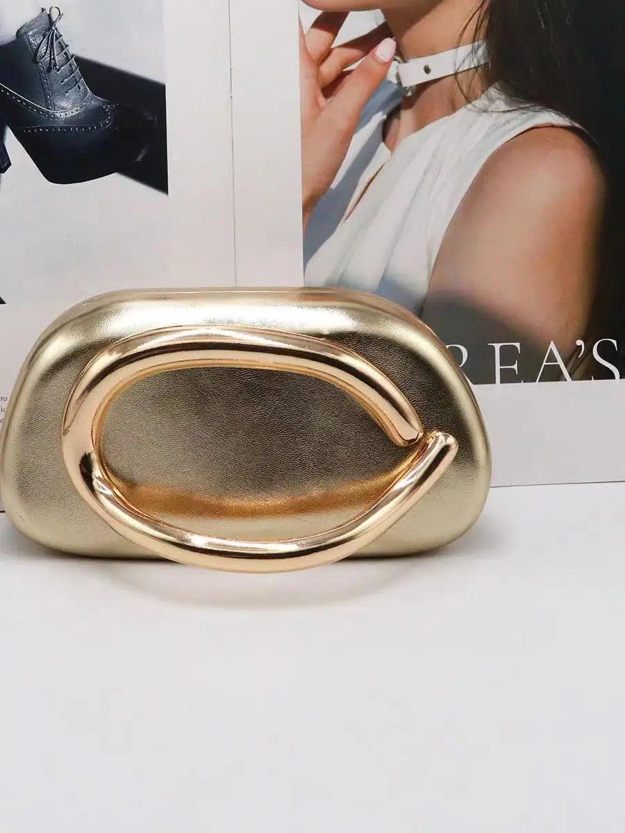 Gold Metal Closure Box Clutch Bag Women Evening Wedding Party Cute Purse Bag Handbag Dark Red Beige 2025 Spring New Fashion Ins
