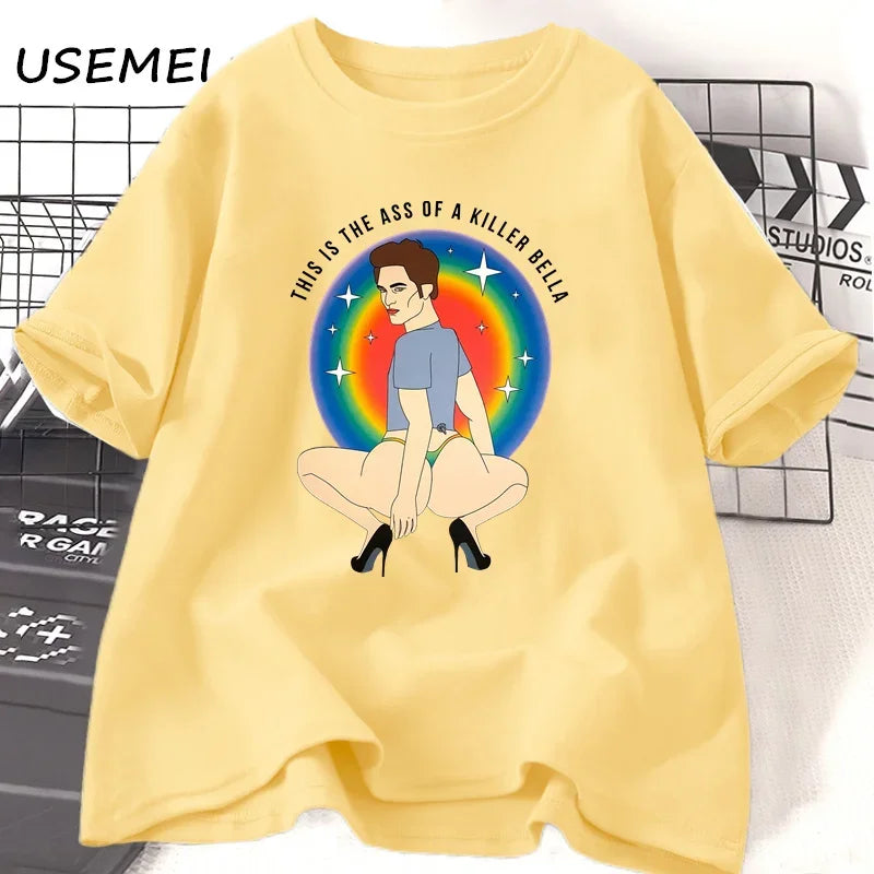 This Is The Ass of A Killer Bella Tshirt Men Women Robert Pattinson T-Shirt Twilight Saga Meme Graphic T Shirts Oversized Tees
