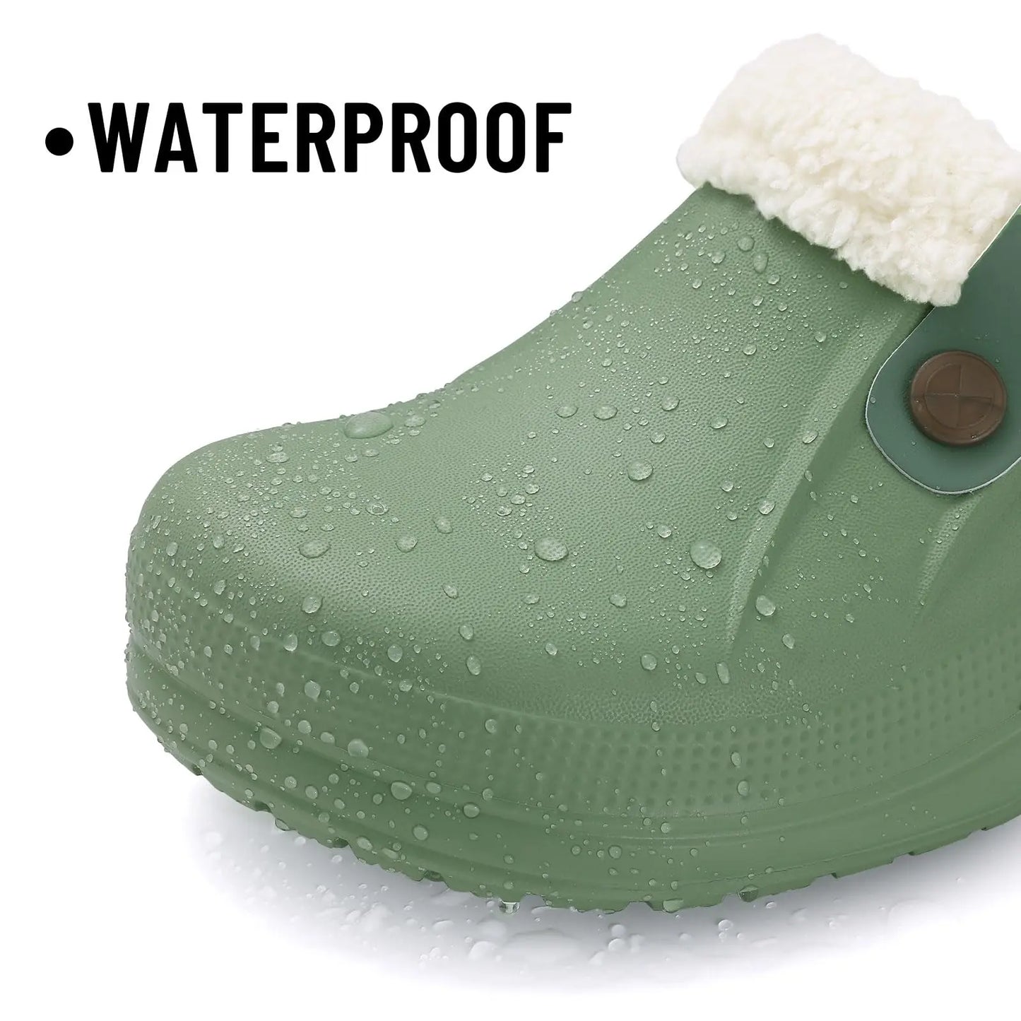 Crestar Women Fur Lined Clogs Waterproof Slippers Garden Shoes Winter Warm Plush Home House Fuzzy Slippers Indoor Outdoor Mules