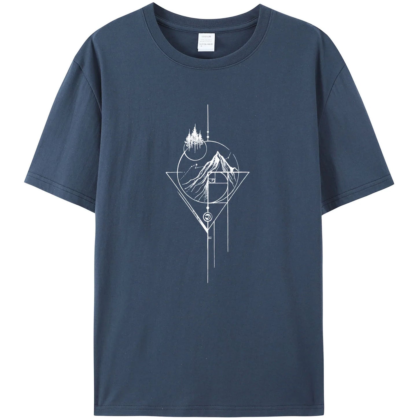 Men's White Fibonacci Short-Sleeved Printed Casual T-Shirt 180GMS 100% Cotton Funny Graphic Outdoor Nature T Shirts For Summer