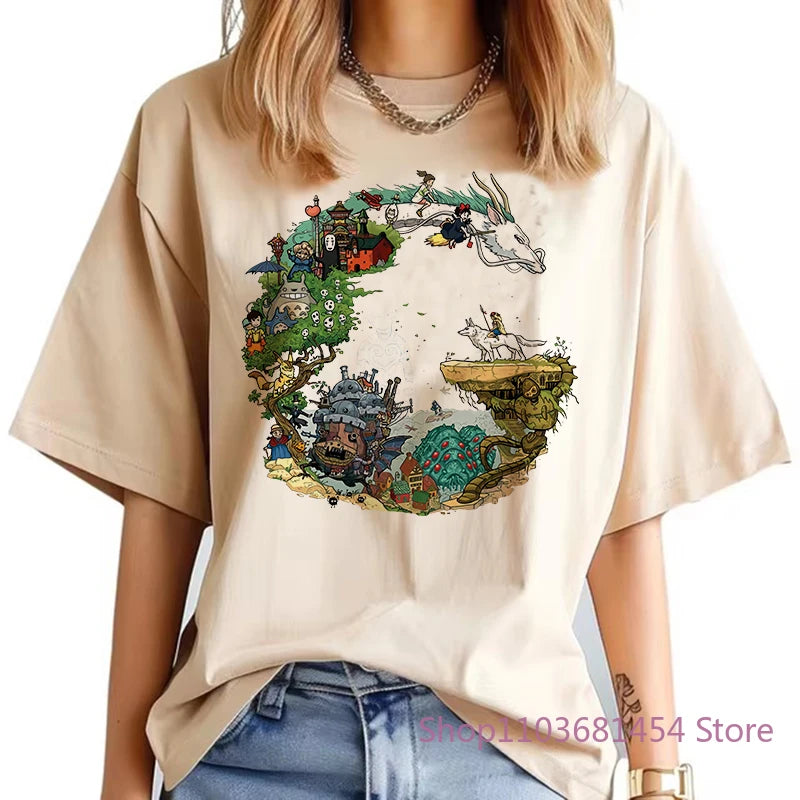 Japan Anime Dragon Graphic Print T-shirt Women New summer Harajuku Aesthetic Tshirt White Tops Casual Female T Shirt Tee