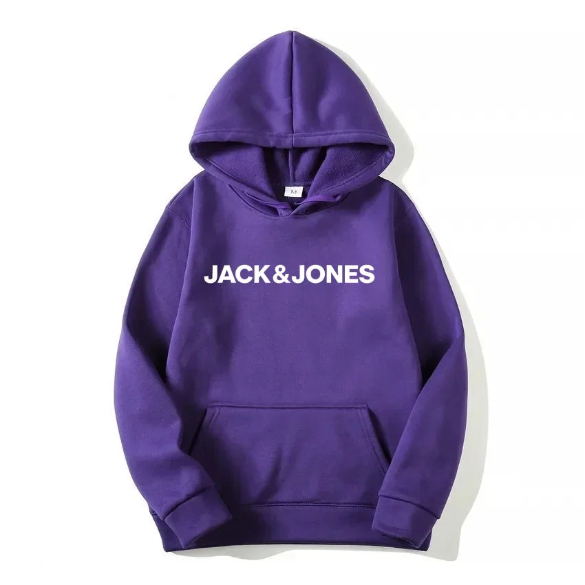 Jack & Jones Men's and Women's Hooded Sweatshirts, Fashionable Loose and Casual, Comfortable Printed Sportswear, Streetwear