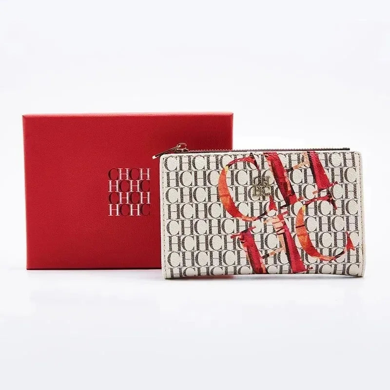 CH Exquisite Compact Portable High-quality Wallet With A High-end Feel Light Luxury Women's Cartoon Pattern Printed Wallet