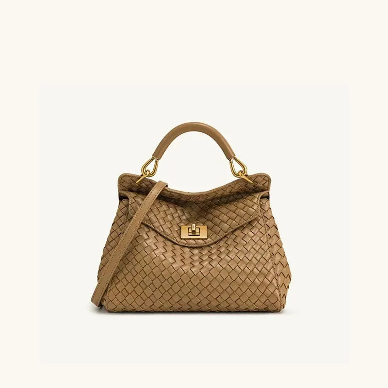JWPEI Lucia Elegant Buckle Genuine Leather Handbag for Women, Urban Casual Commuter Shoulder and Crossbody Bag
