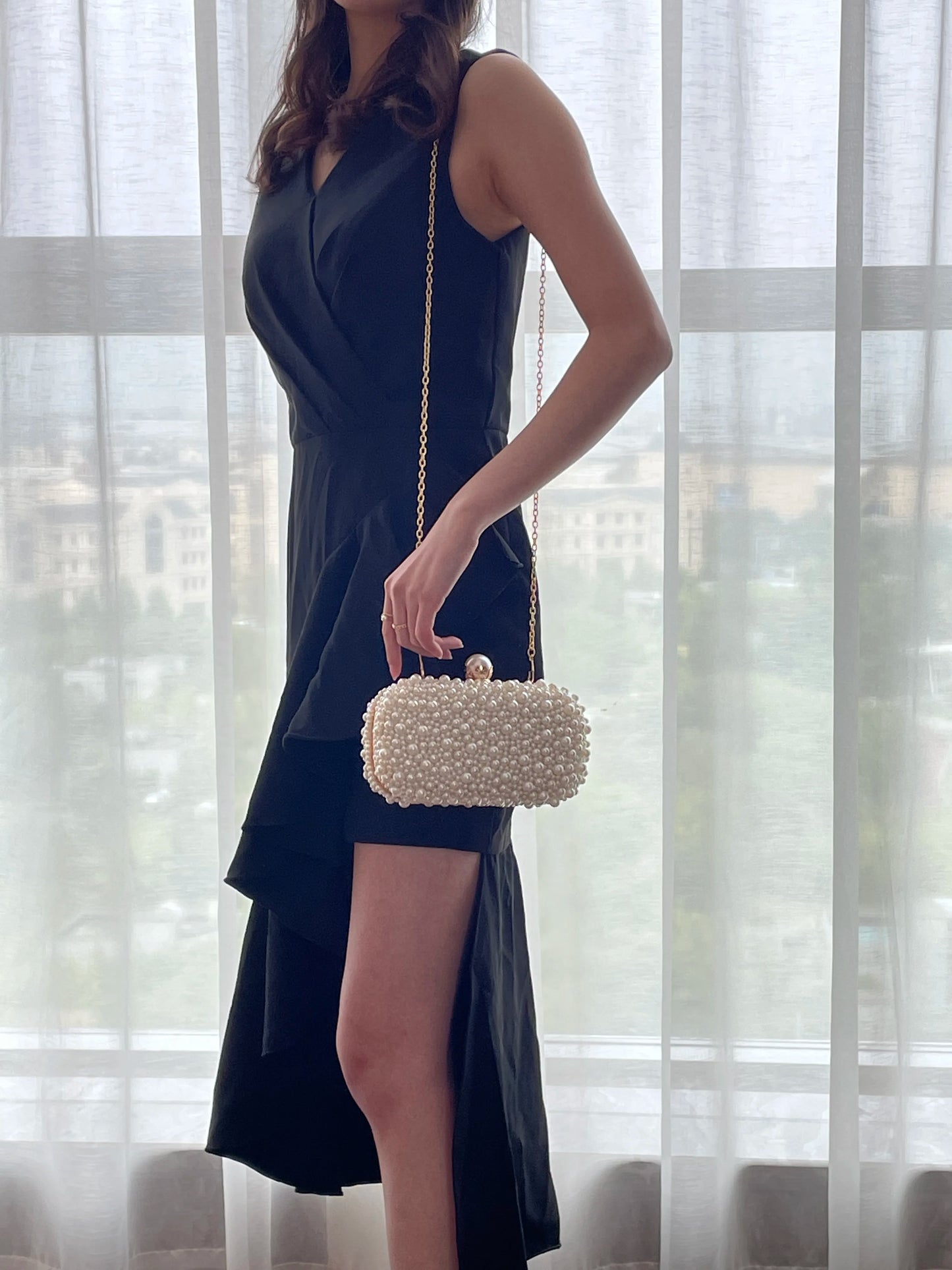 Luxury handmade wedding evening bag chain shoulder bag Full Beaded clutch bag Ladies Artificial Pearls Handbag for Wedding Party