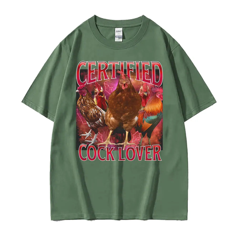 Funny Meme 90s Certified Cock Lover Merch T Shirts Men's Clothing Retro Humor T-shirt Unisex Oversized Loose 100% Cotton T Shirt