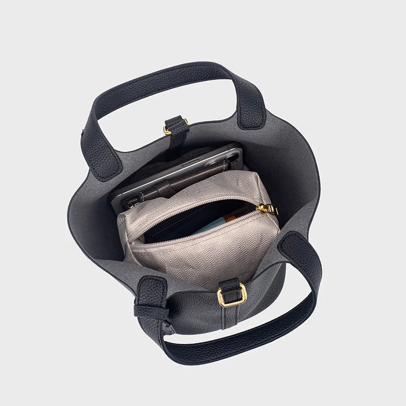 Classic Vegetable BasketpuWomen's Handbag Simple Bucket Bag Mother Bag Fashion Versatile Women's Bag Cross-border