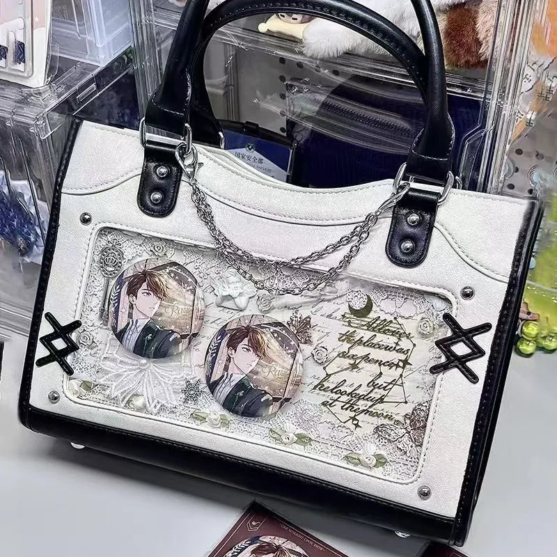 Y2K Cute Ita Bag Girl Transparent Messenger Bag Women's Fashion Shoulder Crossbody Bag Ladys DIY Display Tote Bag Lolita Handbag