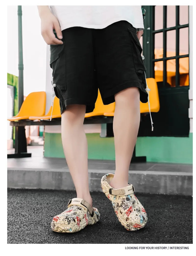 Plus Size46 47 Men Clogs Sandals Summer Outdoor Garden Clogs Hole Shoes Male Casual Shoes Water Shoes Comfort Home Soft Slippers