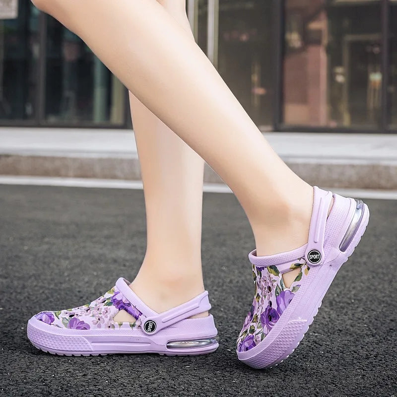 2006 Women's Ethnic Shoes Clogs Soft Sole Two-way Wear for Beach Mules and Pool Women Garden Slides Indoor Nursing Clogs Sandals