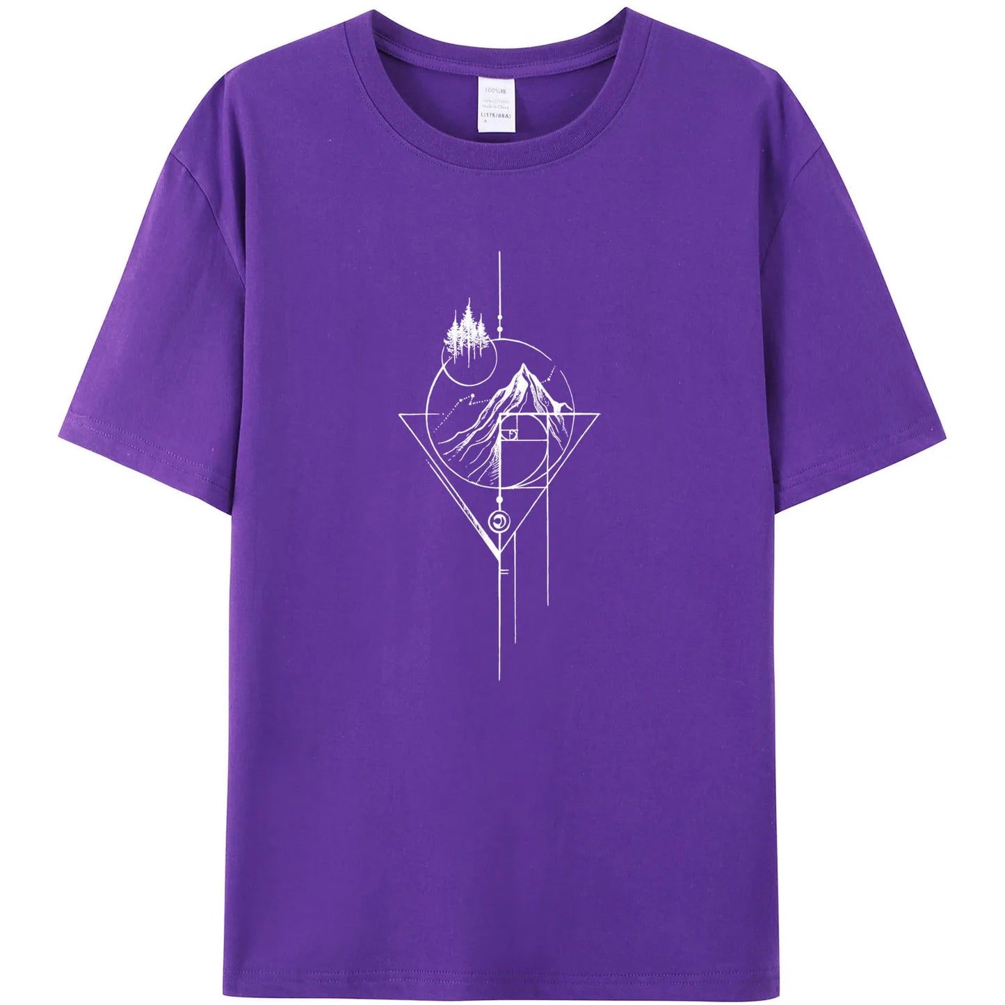 Men's White Fibonacci Short-Sleeved Printed Casual T-Shirt 180GMS 100% Cotton Funny Graphic Outdoor Nature T Shirts For Summer