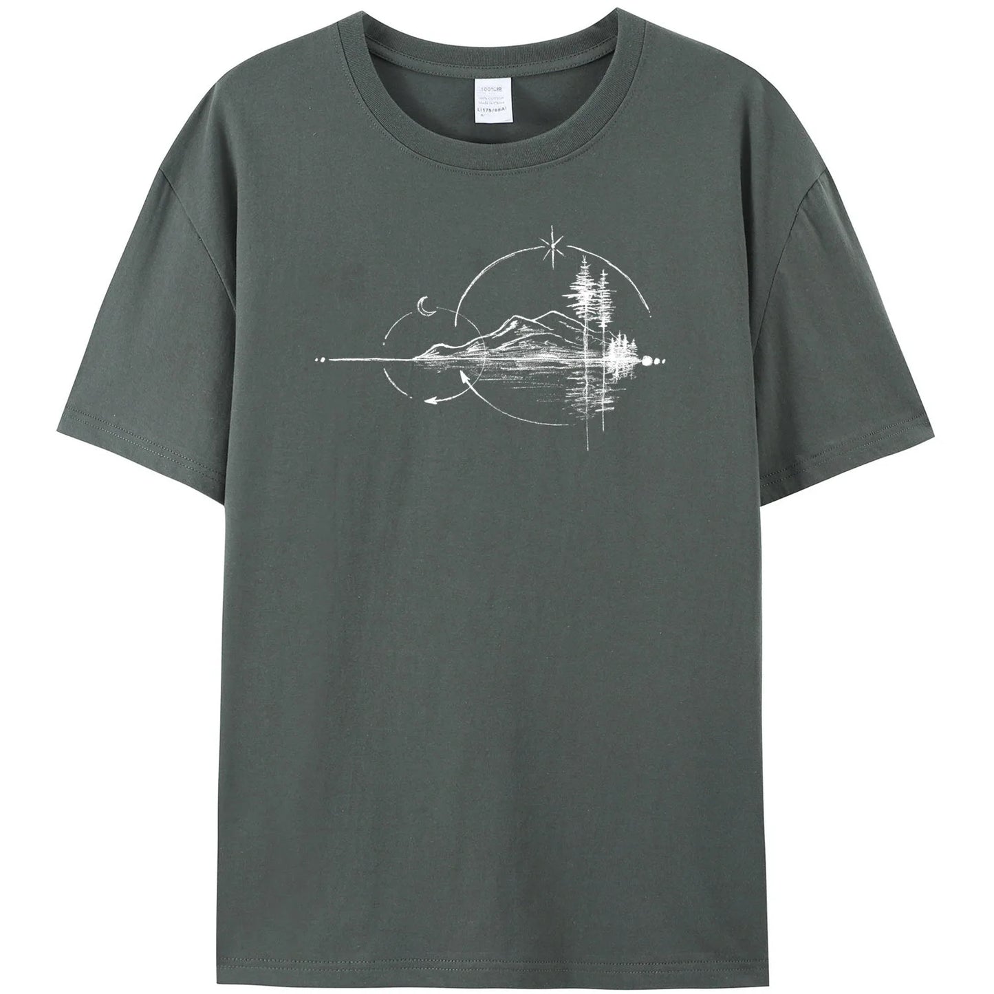 Men's Geometric Mountain Short-Sleeve Printed Casual T-Shirt 180GMS 100% Cotton Funny Graphic Outdoor Nature T Shirts For Summer