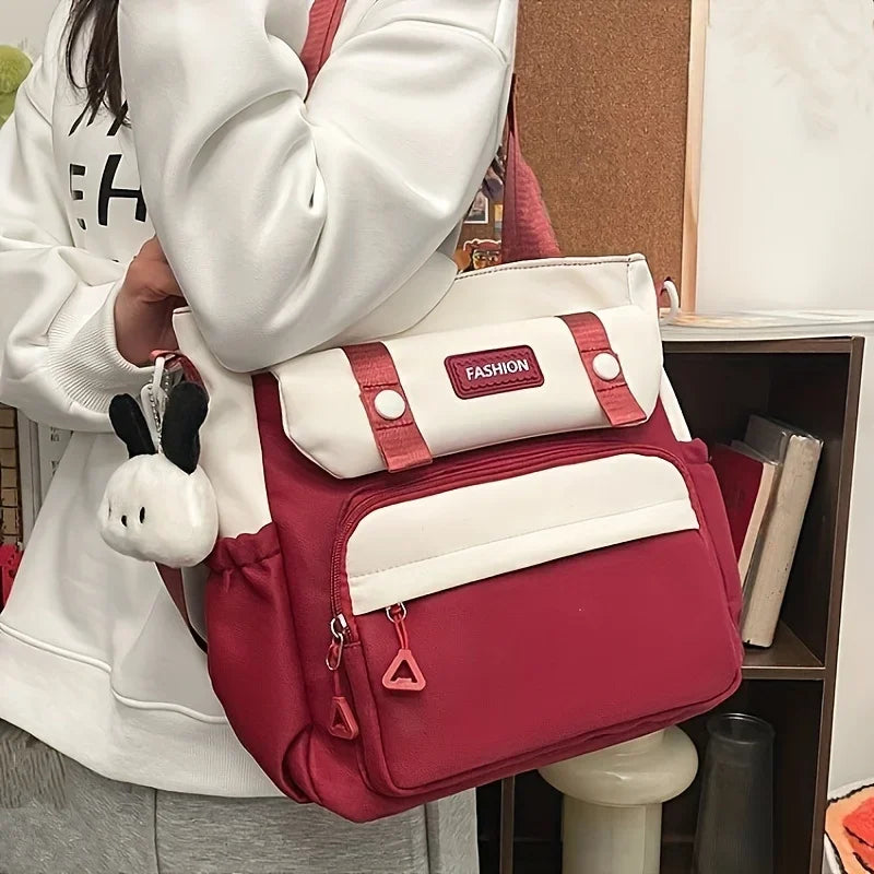 Chic Vintage-Inspired Canvas Tote Bag for Women - Waterproof, Adjustable Strap, Large Capacity Crossbody & Shoulder Handbag