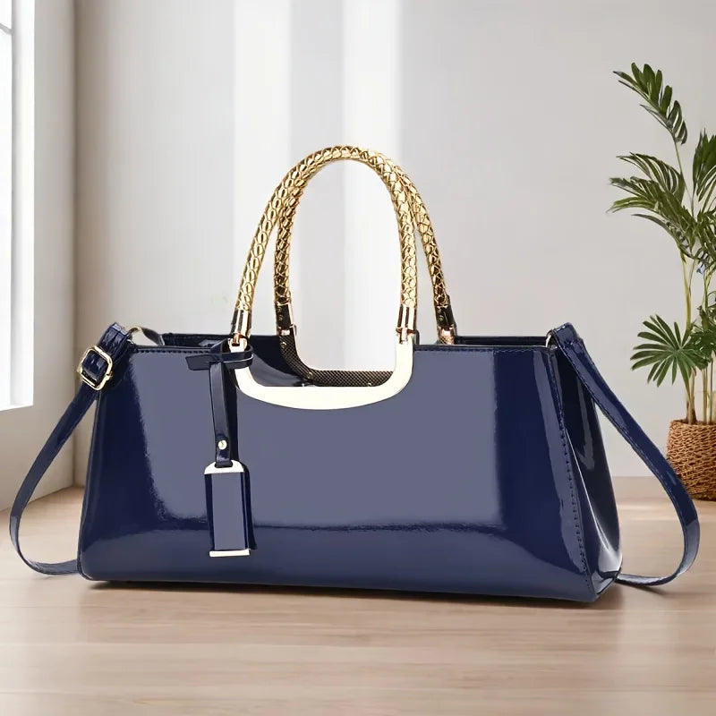 Women's Glossy PU Leather Shoulder Handbag Wedding Clutch Bridal Party Evening Bag