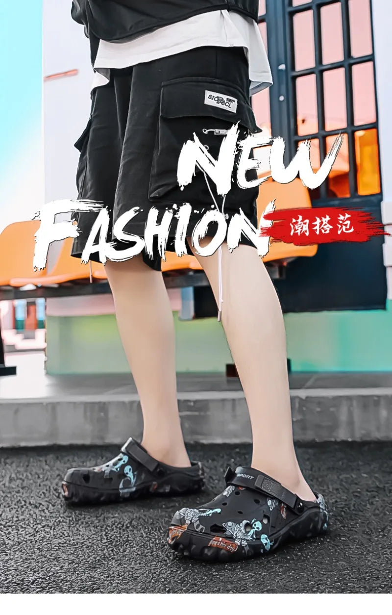 Plus Size46 47 Men Clogs Sandals Summer Outdoor Garden Clogs Hole Shoes Male Casual Shoes Water Shoes Comfort Home Soft Slippers