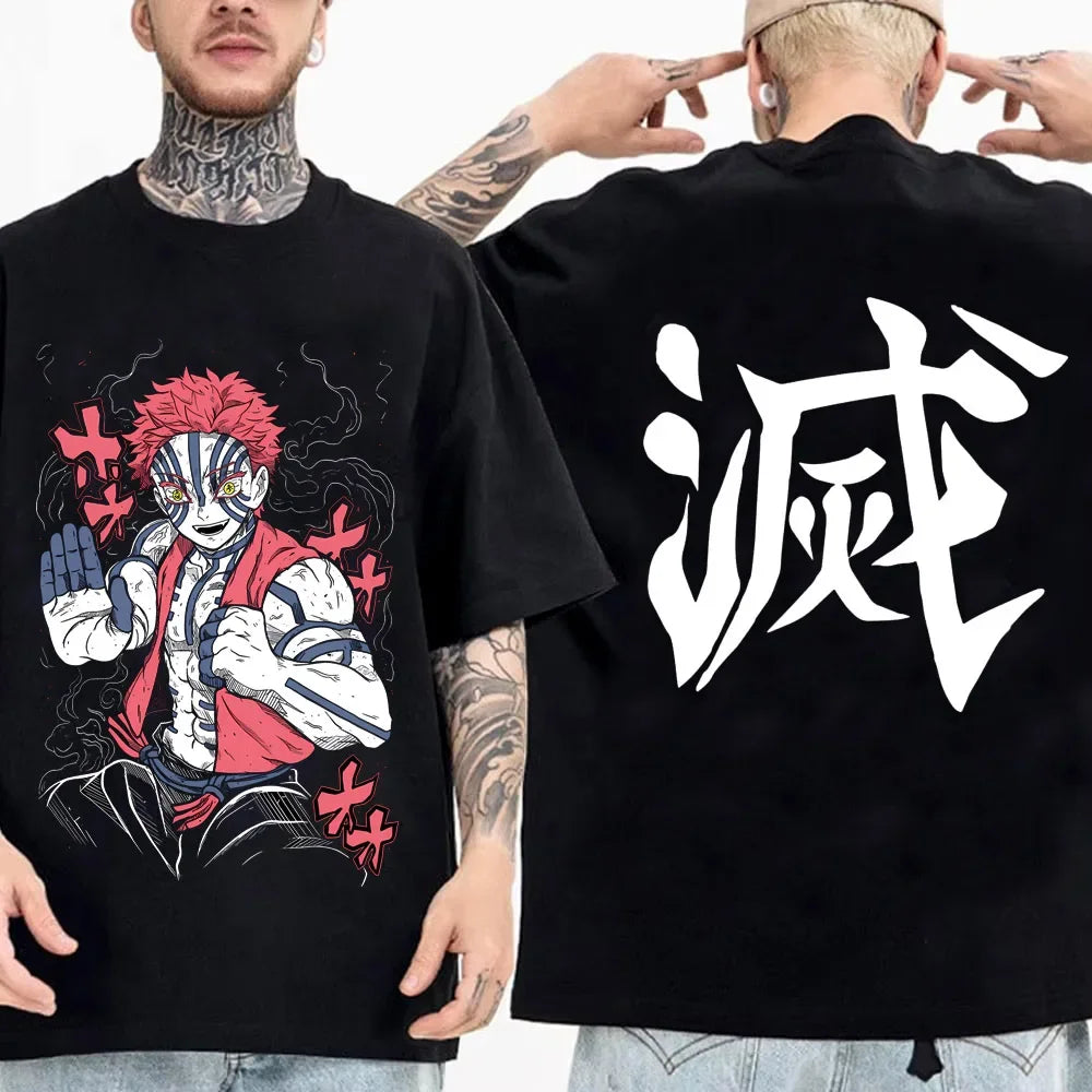 Japanese Anime Shirt Demon Slayer Infinity Castle T Shirt Men Cartoon Kimetsu No Yaiba Cotton Streetwear Clothes  Cool Y2K Tees
