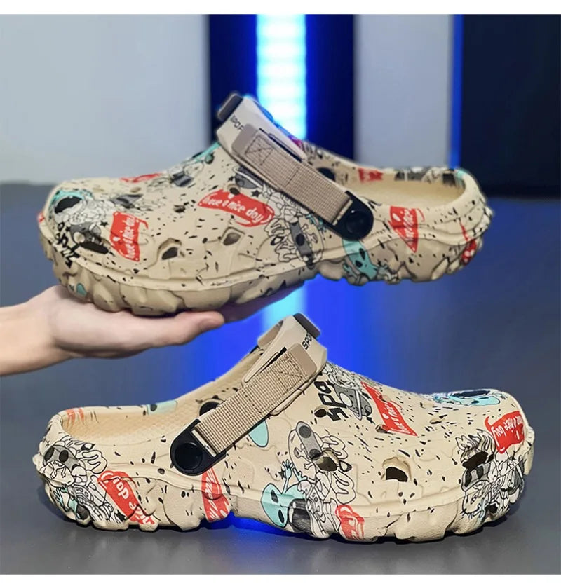 Plus Size46 47 Men Clogs Sandals Summer Outdoor Garden Clogs Hole Shoes Male Casual Shoes Water Shoes Comfort Home Soft Slippers