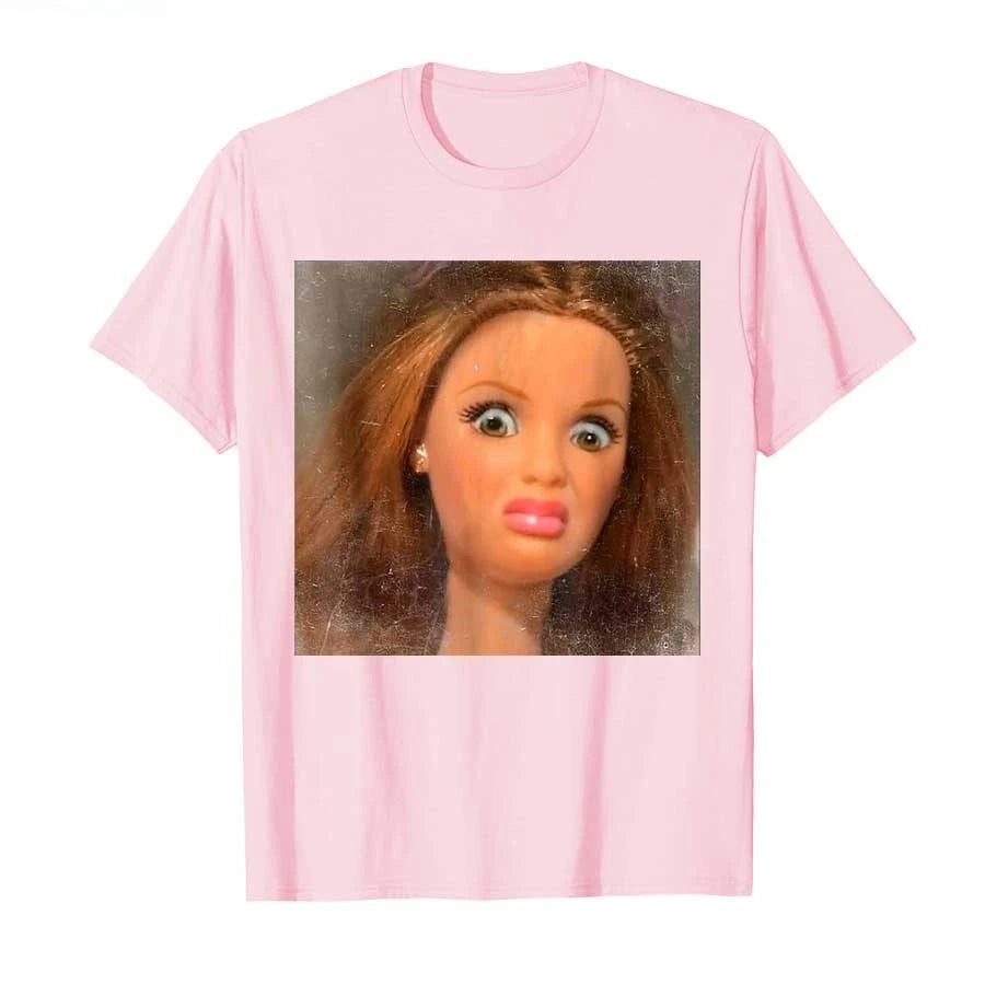 Funny Disgusting Doll Face Meme T-shirt For  Women T Shirts Short Sleeve Tops  Tee