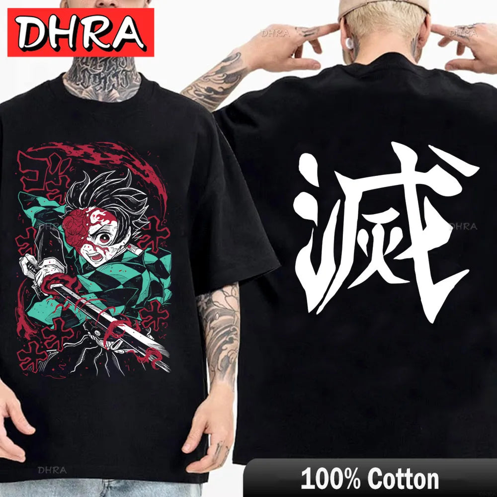 Japanese Anime Shirt Demon Slayer Infinity Castle T Shirt Men Cartoon Kimetsu No Yaiba Cotton Streetwear Clothes  Cool Y2K Tees