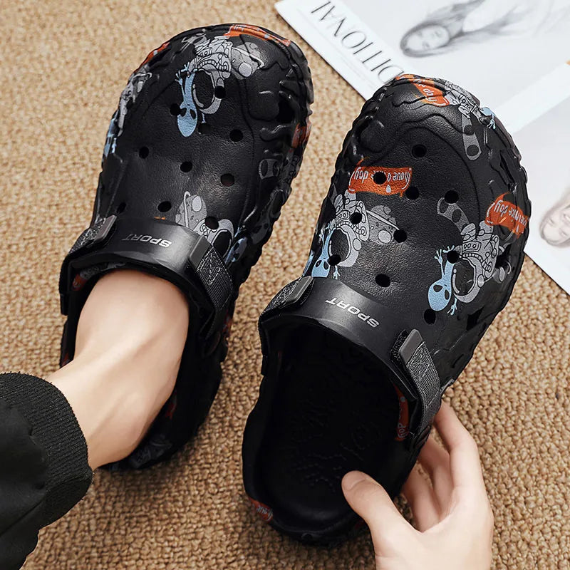 Plus Size46 47 Men Clogs Sandals Summer Outdoor Garden Clogs Hole Shoes Male Casual Shoes Water Shoes Comfort Home Soft Slippers