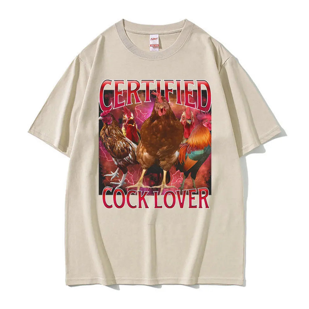 Funny Meme 90s Certified Cock Lover Merch T Shirts Men's Clothing Retro Humor T-shirt Unisex Oversized Loose 100% Cotton T Shirt