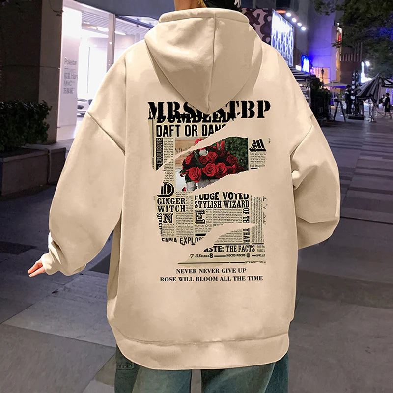 2025 Trendy Letter Print Adult Hooded Sweatshirt Spring Autumn New Loose Trendy Brand Oversized Casual American High Street Top