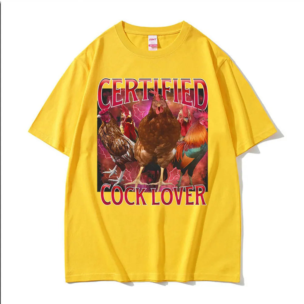 Funny Meme 90s Certified Cock Lover Merch T Shirts Men's Clothing Retro Humor T-shirt Unisex Oversized Loose 100% Cotton T Shirt