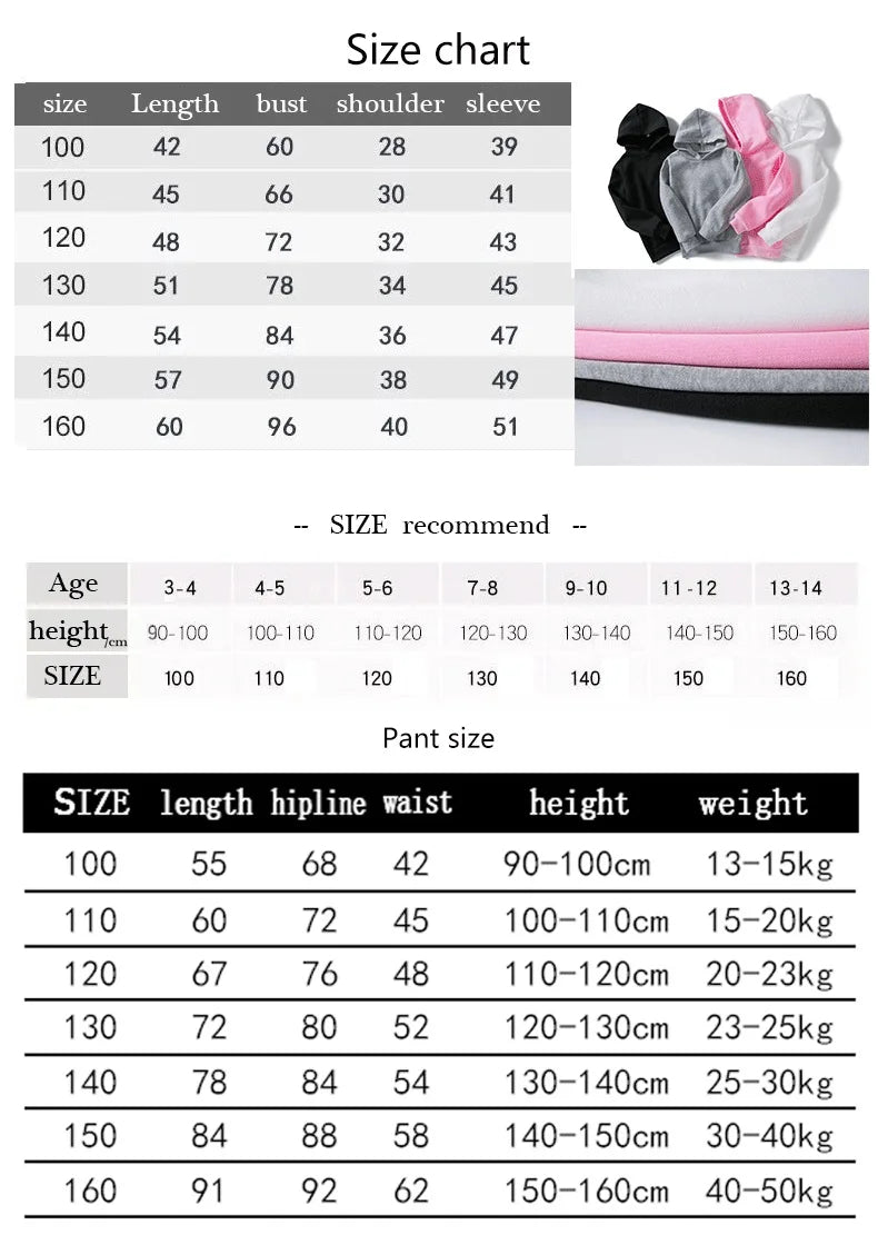 Ghost Busters Kids Funny Cartoon Print Spring Autumn Pullover Hoodie+Jogging Pants 2pcs Tracksuits 2-13 Years Boys Girls Clothes